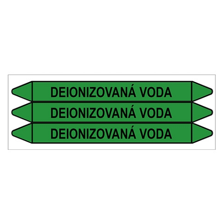 Značení potrubí, deionizovaná voda,3 ks, 355 × 37 mm
